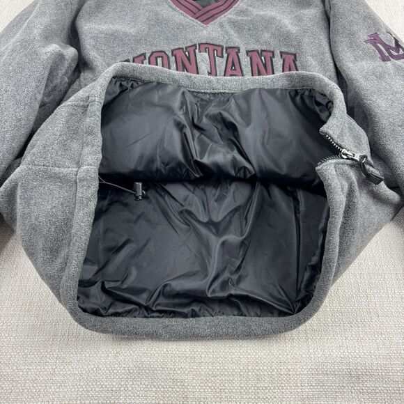 VTG Montana University Men's Cable Sportswear Side Zip Lined Fleece Pullover - Picture 7 of 16